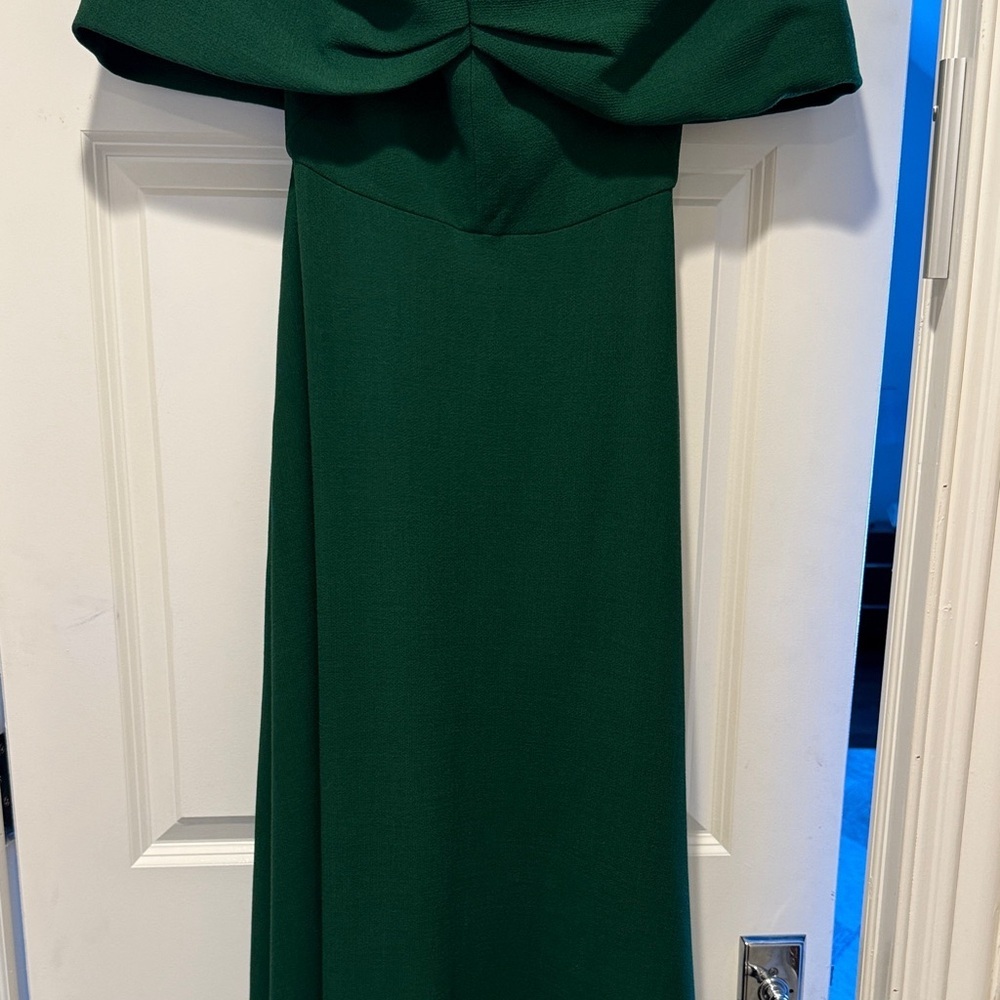 Lela Rose Emerald Green Gown Dress off shoulder - Picture 4 of 10